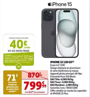 Apple - Iphone 15 128 GO