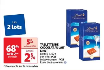 Lindt - Tablettes De Chocolat Au Lait