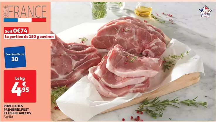 Porc: Cotes Premières, Filet Et Échine Avec Os