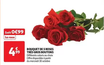 Bouquet De 5 Roses Très Gros Boutons