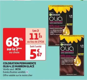 Garnier Olia 4.15 Marron Glace - Coloration Permanente pour des cheveux brillants et éclatants