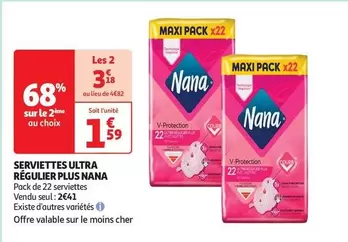 Nana - Serviettes Ultra Régulier Plus