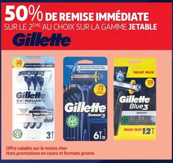 Gillette : 2ème produit au choix gratuit sur la gamme Jetable - Promo sur rasoirs jetables