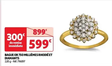 Bague Or 750 Milliemes Rhodie Et Diamants