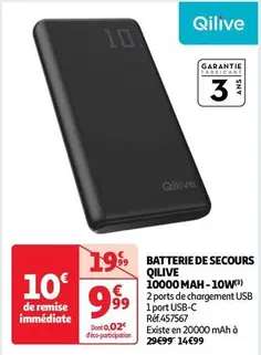 Qilive - Batterie De Secours 10000 Mah-10W