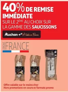 Auchan : Promo sur la gamme de saucissons - 2ème au choix