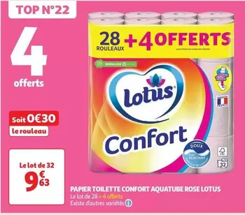 Lotus - Papier Toilette Confort Aquatube Rose offre à 9,63€ sur Auchan Supermarché