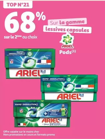 Ariel - Sur La Gamme Lessives Capsules offre sur Auchan Supermarché