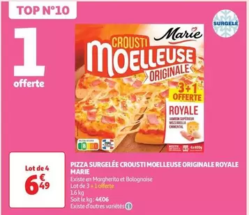 Marie - Pizza Surgelée Crousti Moelleuse Originale Royale : Promo sur une délicieuse pizza croustillante et moelleuse