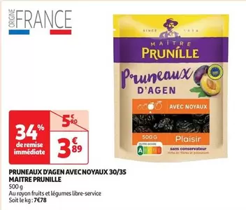 Maitre Prunille - Pruneaux D'Agen Avec Noyaux 30/35 - Promo délicieuse sur des pruneaux de qualité premium!