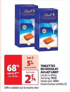 Lindt - Tablettes De Chocolat Au Lait