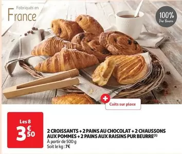 Offre Gourmande : 2 Croissants, 2 Pains au Chocolat, 2 Chaussons aux Pommes, 2 Pains aux Raisins Pur Beurre