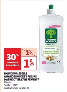 L'Arbre Vert - Liquide Vaisselle Amande Douce & Fleurs D'Abricotier - Écologique et parfum agréable