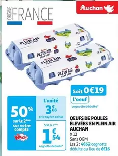 Auchan - Oeufs De Poules Élevées En Plein Air