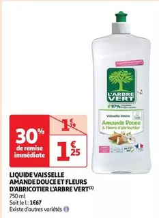 L'Arbre Vert - Liquide Vaisselle Amande Douce & Fleurs d'Abricotier : Écologique et parfumé