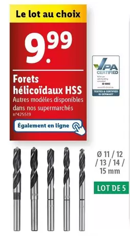 forets hélicoïdaux hss