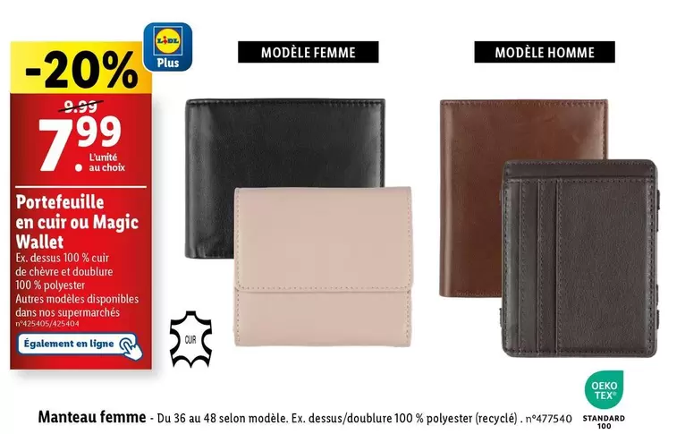 Portefeuille En Cuir Ou Magic Wallet