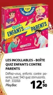 Play Bac - Les Incollables : Boîte Quiz Enfants Contre Parents - Un jeu amusant pour tester vos connaissances en famille !