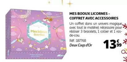 Coffret Bijoux Licornes Deux Coq's D'or avec Accessoires - Offrez une touche magique à votre collection!