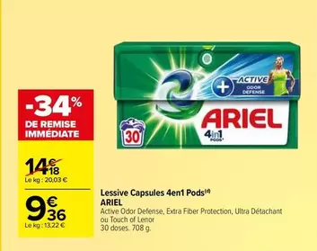 ariel - lessive capsules 4en 1 pods