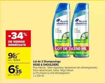 head & shoulders - lot de 2 shampoings