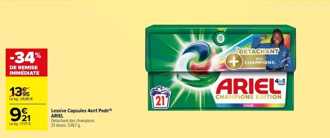 ariel - lessive capsules 4e4t pocket