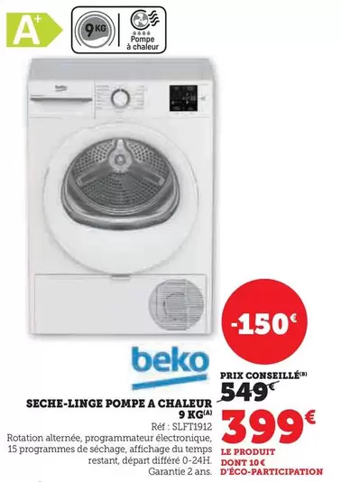 Beko - Seche-linge Pompe A Chaleur offre à 399€ sur Super U