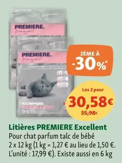 Premiere - Litières Excellent offre à 17,99€ sur Maxi Zoo