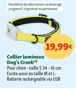 Collier Lumineux Dog's Creek offre à 19,99€ sur Maxi Zoo