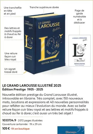 Larousse - Une Reliure Façon Cuir Bleu Royal