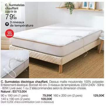 Maille - Surmatelas Chauffant À Partir De 79 offre à 79,99€ sur Damart