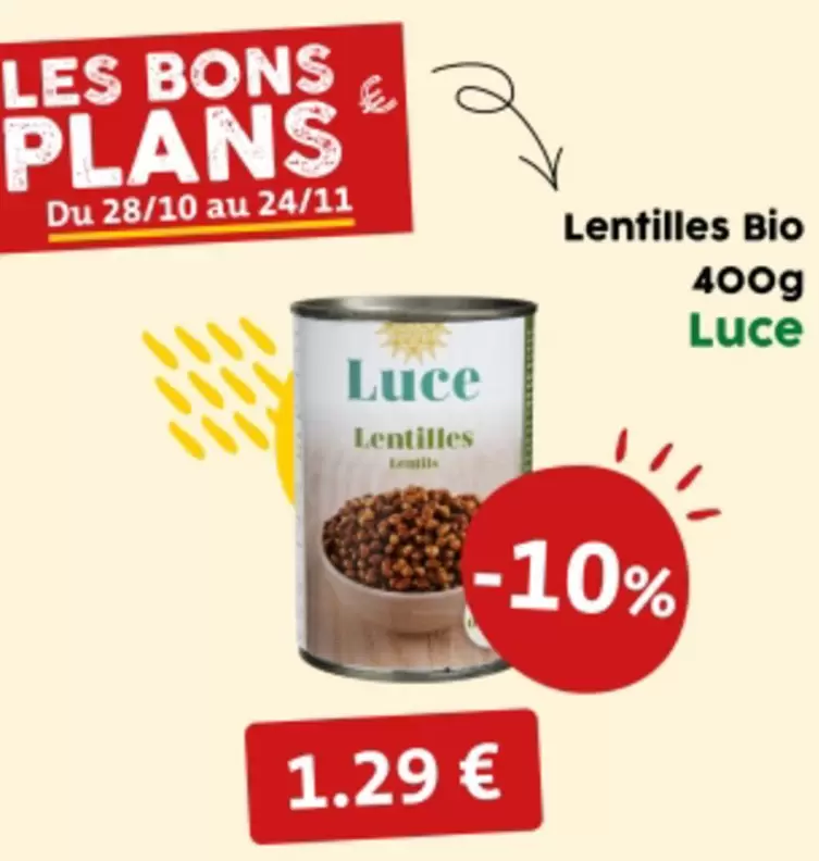 Luce - Lentilles Bio offre à 1,29€ sur So.bio