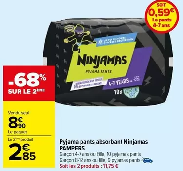 Pampers - Pyjama Pants Absorbant Ninjamas offre à 8,9€ sur Carrefour Market