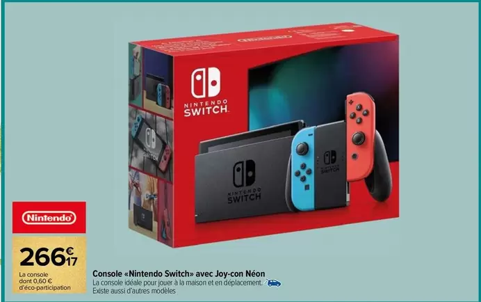 Nintendo - Console + Entiendo Switch Avec Joy-con Néon offre à 266,17€ sur Carrefour Market