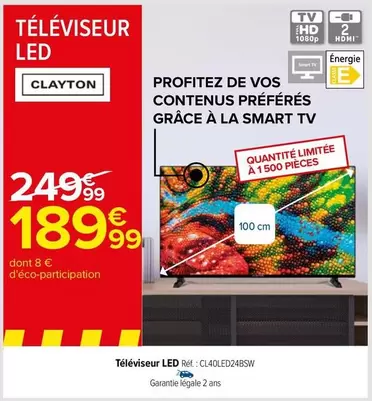 Clayton - Téléviseur Led Cl40led24bsw