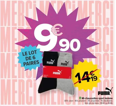 Puma - Mi-chaussettes Sport Homme