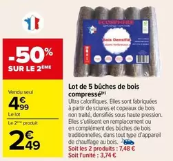 Lot De 5 Bûches De Bois Compresse