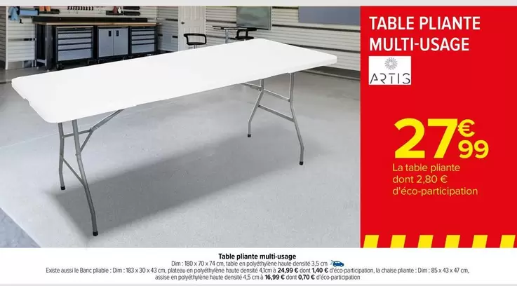 Artis - Table Pliante Multi-Usage