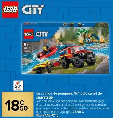 LEGO Camion de Pompiers 4x4 et Canot de Sauvetage : un ensemble d'urgence captivant pour les jeunes héros