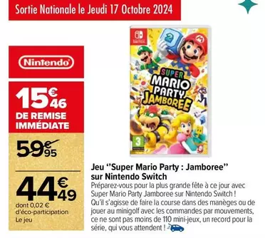 Super Mario Party: Jamboree sur Nintendo Switch - Profitez d'une expérience de jeu festive et amusante!