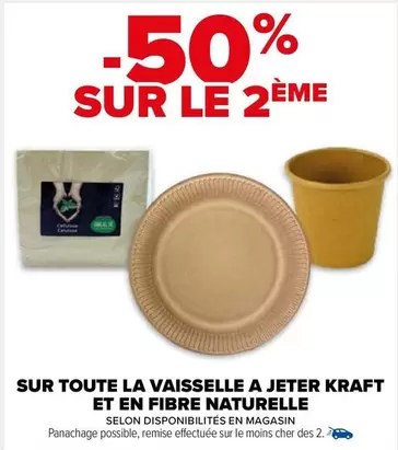 Kraft - Promo sur la vaisselle jetable en fibre naturelle