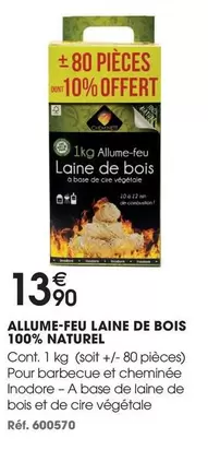 Allume-feu Laine De Bois 100% Naturel offre à 13,9€ sur Brico Pro