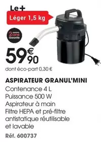 Aspirateur Granul'Mini offre à 59,9€ sur Brico Pro