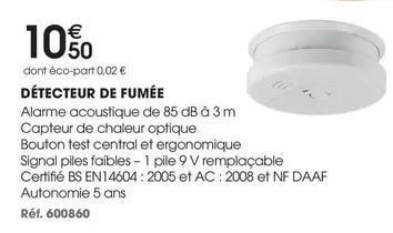 Central - Détecteur De Fumée offre à 10,5€ sur Brico Pro