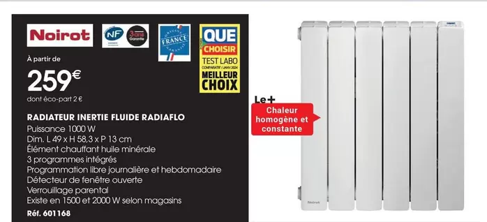 Noirot - Radiateur Inertie Fluide Radiaflora offre à 259€ sur Brico Pro