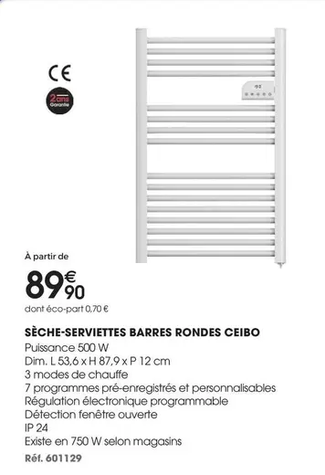 Dim - Sèche-serviettes Rondes Ceibo offre à 89,9€ sur Brico Pro