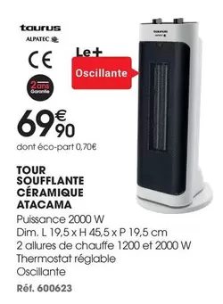 Taurus - Tour Soufflante Céramique offre à 69,9€ sur Brico Pro