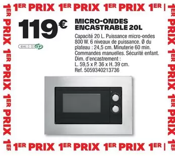 Dim - Micro-ondes Encastrable 20l