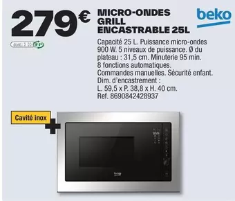 beko - micro-ondes grill 25l