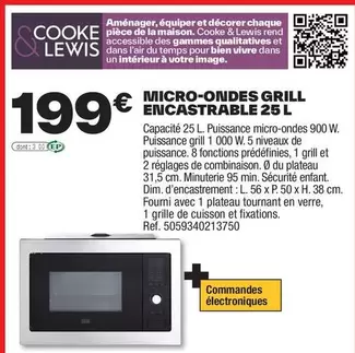 Dim - Micro-ondes Grill Encastrable 25 L